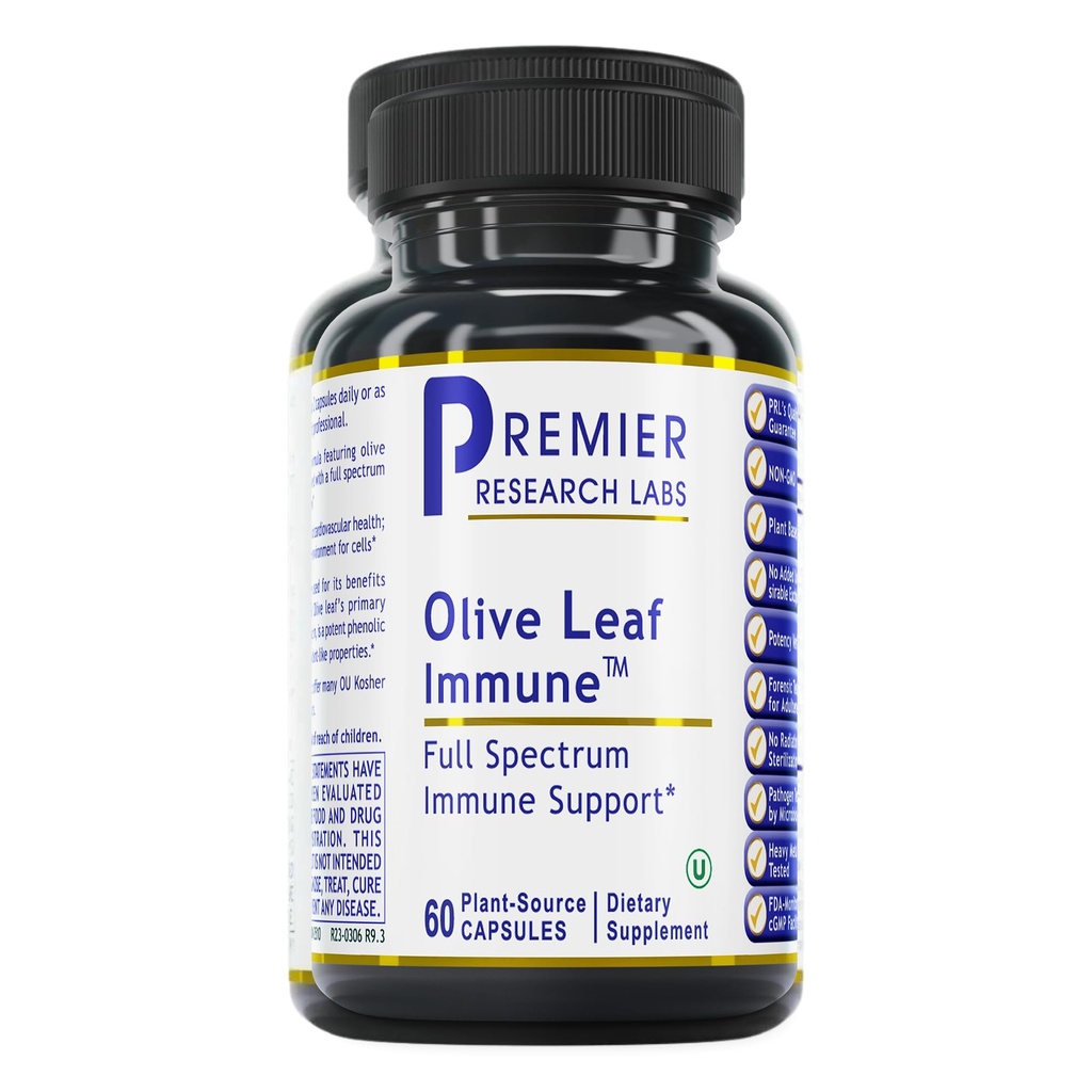 Premier Research Labs Olive Leaf Imune - Olive Leaf Extract capsule, Olive Leaf pastile cu Phytonutrient Oleuropeinm, Herbal Supplement for Immune & Heart Health Support - 60 Vegetarian Capsule
