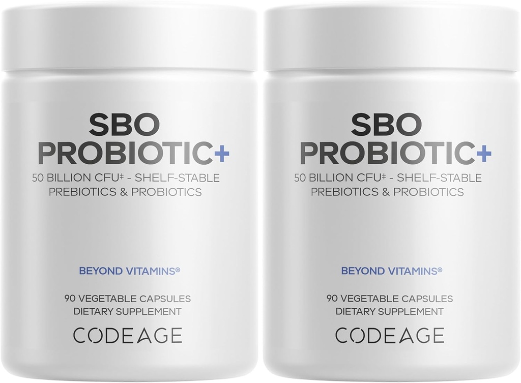 Codeage SBO Probiotice, 50 Miliarde CFU per servire, Multi Tren pe bază de sol Organisme Blend și Organic Fermentate Botanic Blend, Perioada de valabilitate-Stabil - 2 Pack