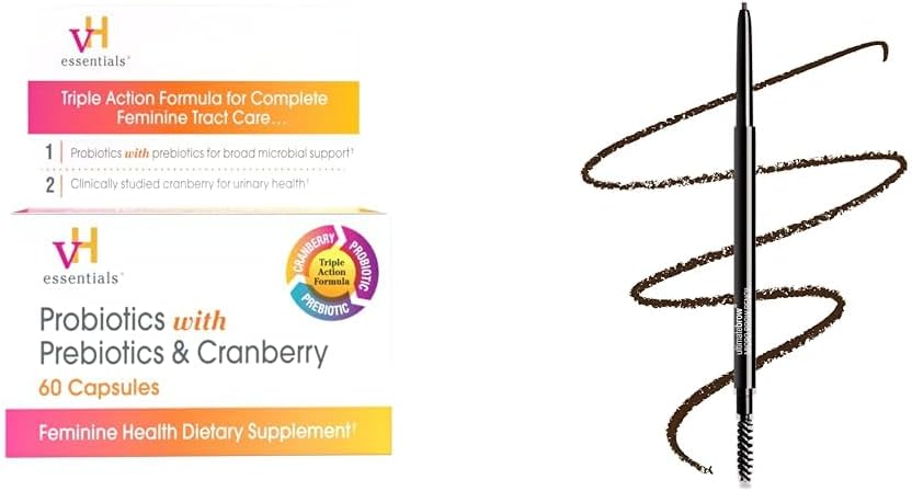 VH esențiale Probiotice cu prebiotice și Cranberry Feminine Health Supliment 60 Capsule și umed n sălbatic Ultimate browrow Micro Sprânceana Retractabil Pencil Dark Brown Ultra Fine 1.5mm Sfat