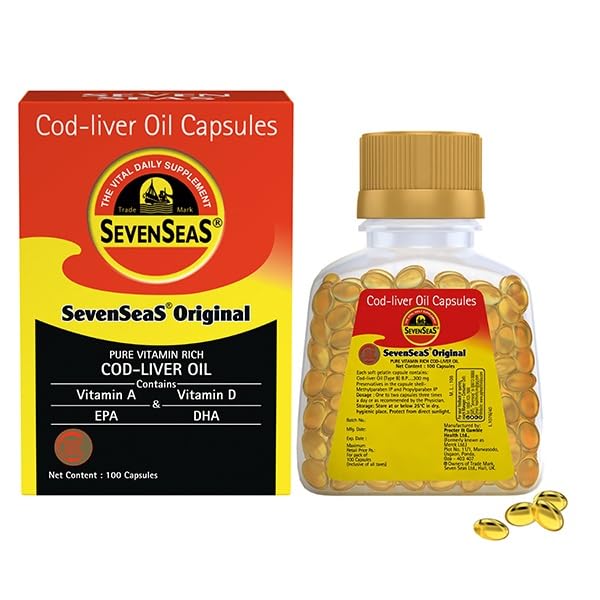 Capsule de ulei Seacod Cod-liver ,Omega-3 Acid gras, vitamina A, vitamina D 100 capsule