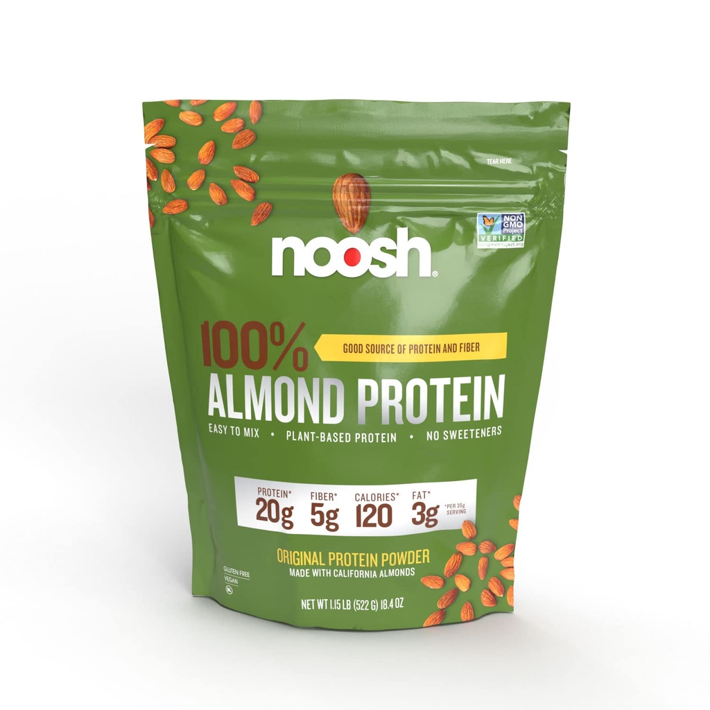 NOOSH Plant based Almond Proteine Powder Unflavored 35 Gram - Vegan, Toate Ingredientele naturale, Non-GMO, Gluten Free, Kosher, Peanut Free, Soy Free, Dairy Free (Neflavored)
