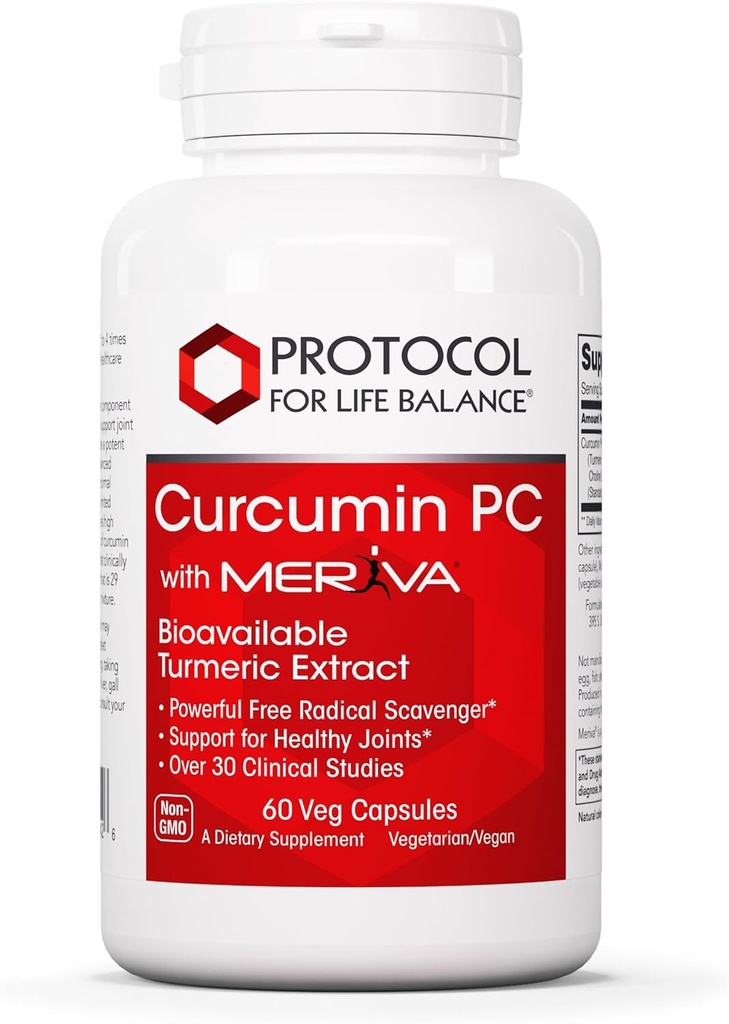 PROTOCOL PENTRU BALANCE LIFE Curcumin PC - cu fosfatidilcolină pentru absorbţie - Mobilitate comună, flexibilitate şi suport imun - Supliment Turmeric - Capsule non-GMO & Halal - 60 Veg