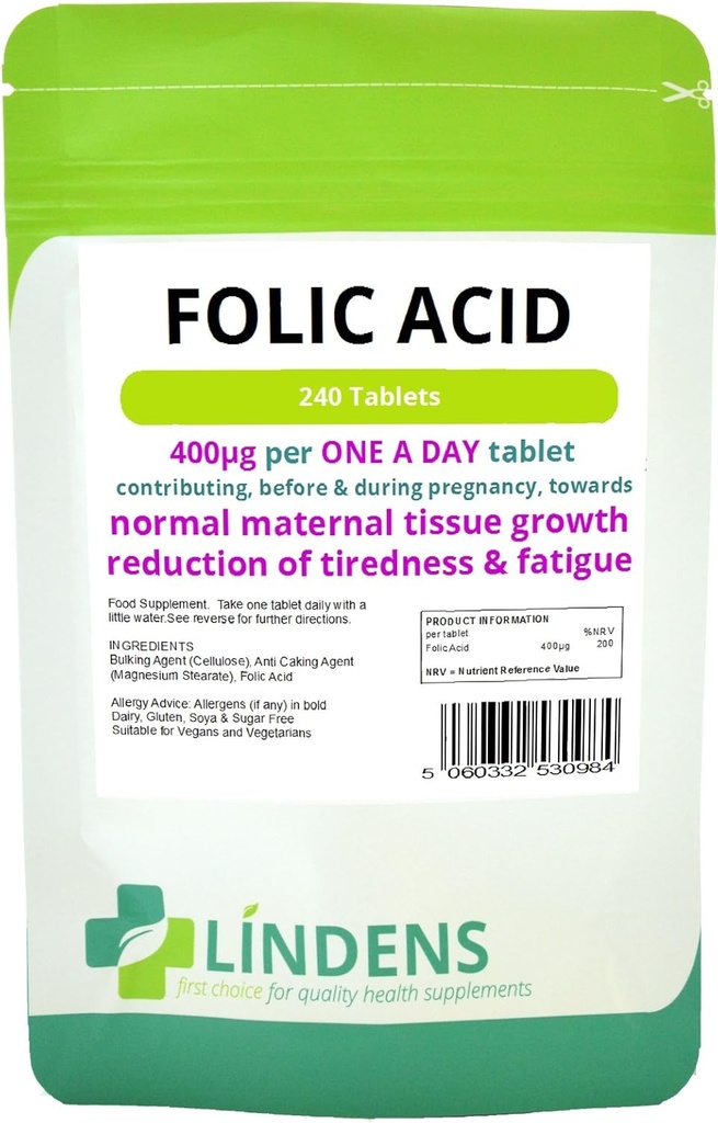 Folic Acid Tablets 3-Pack 720 Tablets, 400mcg - ONE A Day (folacin, Vitamin B-9)