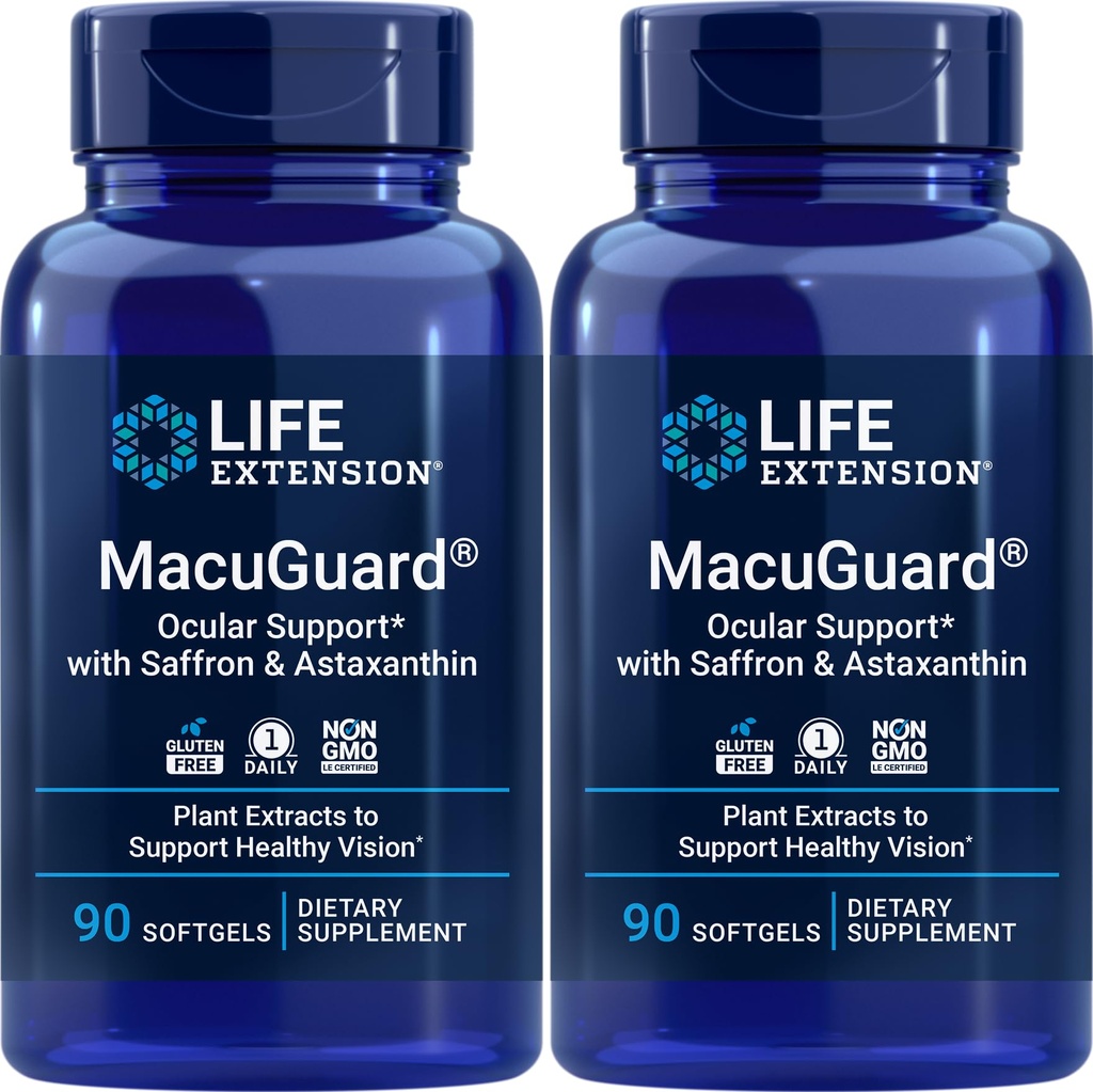 Life Extensie MacuGuard Suport ocular 90 softgels cu Saffron & Astaxantină