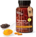 Terapie plante Turmeric Black Pepper Supliment Capsule fabricate în Statele Unite ale Americii 4 Luna Aprovizionarea sprijină Suplimente sanitare comune și musculare pentru femei și bărbați 120 Capsule vegetariene