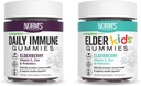 Ferme Norm Daily Immune and ElderKids Elderberry Gummies - Vitamina C, Zinc & Probiotice - Vegan, Gluten Free, Kosher, Non-GMO - 120 Gume