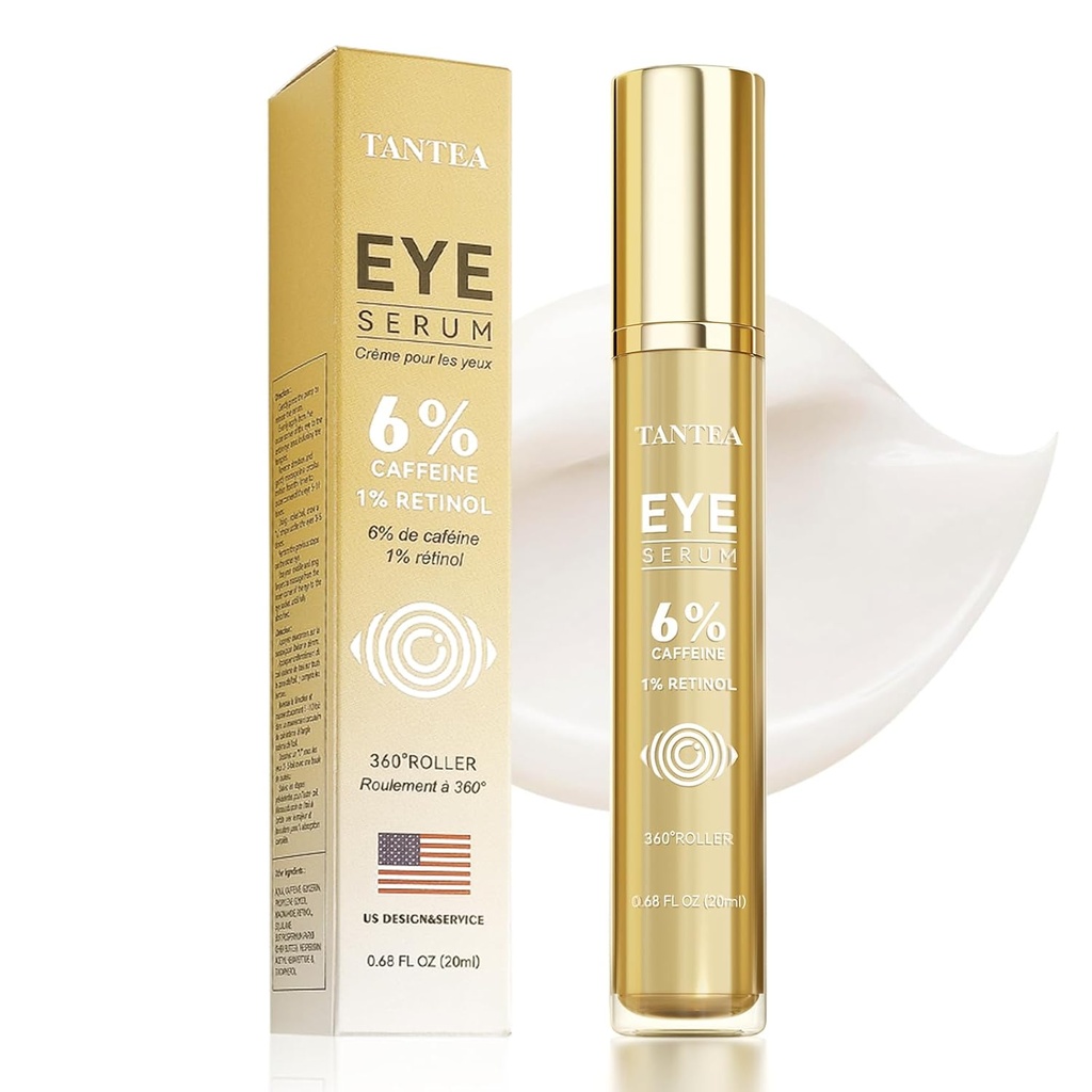 6% Crema ochi de cofeină pentru ochi pufoase și cercuri întunecate, ser ocular cu 1% Retinol pentru pungi riduri sub ochi anti-Aging