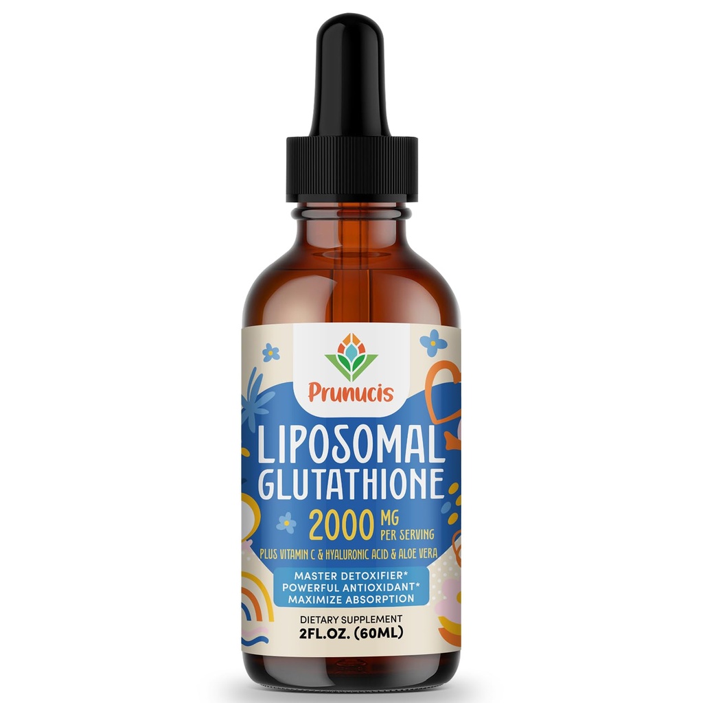 2000MG Liposomal Glutatione Liquid, 98% Absorbţie, Active Form L-Glutatione Supliment, Vegan prietenos, puternic antioxidant Complex pentru sistemul imunitar, Aging Defense, Detox, 2 FL.OZ