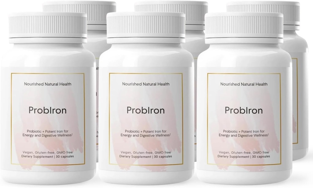 Sanatate naturala probIron - Probiotic feminin + Supliment de fier amplificat cu vitamina C și cupru - Formula Vegan pentru energie și wellness digestiv - 180 capsule
