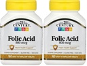 21st Century 800 mcg Comprimate de acid folic, Asortate, 180 Count (Pachet de 2)