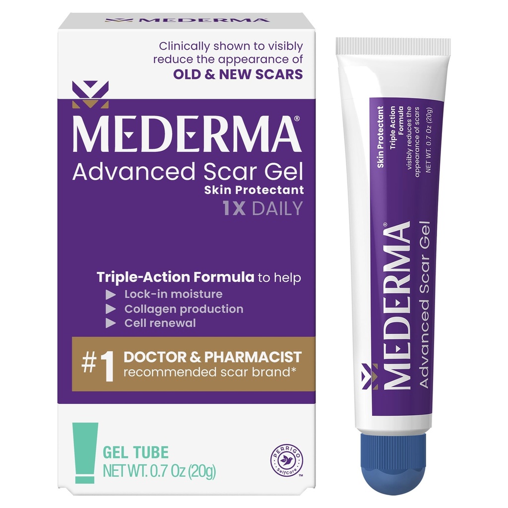 Mederma Advanced Scar Gel - tratează cicatrici vechi și noi, reduce apariția de cicatrici de la Acnee, Chirurgie, Burns, Leziuni & Marks, 0.70 Oz (20g)