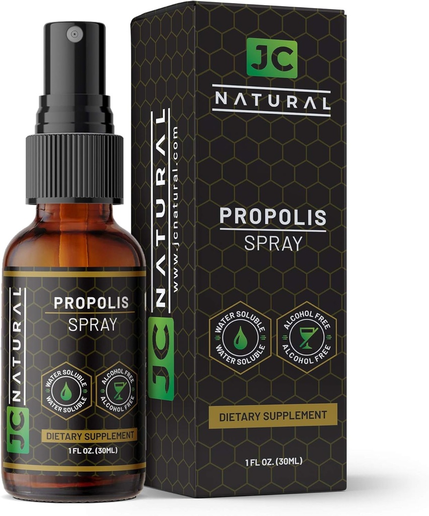 Spray de gât propolis - Soluble apă, alcool gratuit. Suport imunitar natural. Lupte împotriva organismelor dăunătoare, puternic antioxidant- 1 fl oz (30ml) de JC Natural x CGM Labs