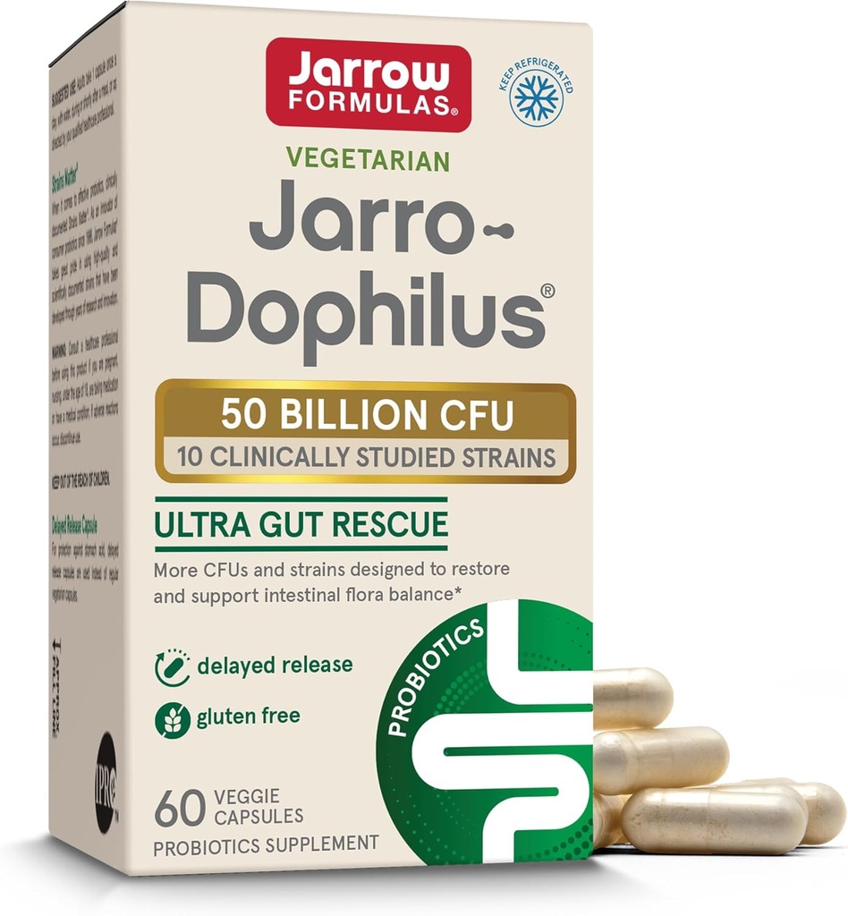 Jarrow Formulas Jarro-Dophilus Ultra Gut Rescue - 50 Miliarde CFU Per Serving - Probiotice Restaurare, Protejează și menține Flora Intestinală - 60 Serviri (Delayed Release)