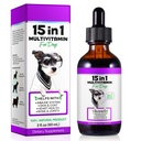 Caine Multivitamine lichid - 15 in 1 Vitamine caine Multivitamine, Suport Skin & Haina, Inima, Oase si Sanatate Comuna, Vitamine si Suplimente Pet (2 Fl Oz)