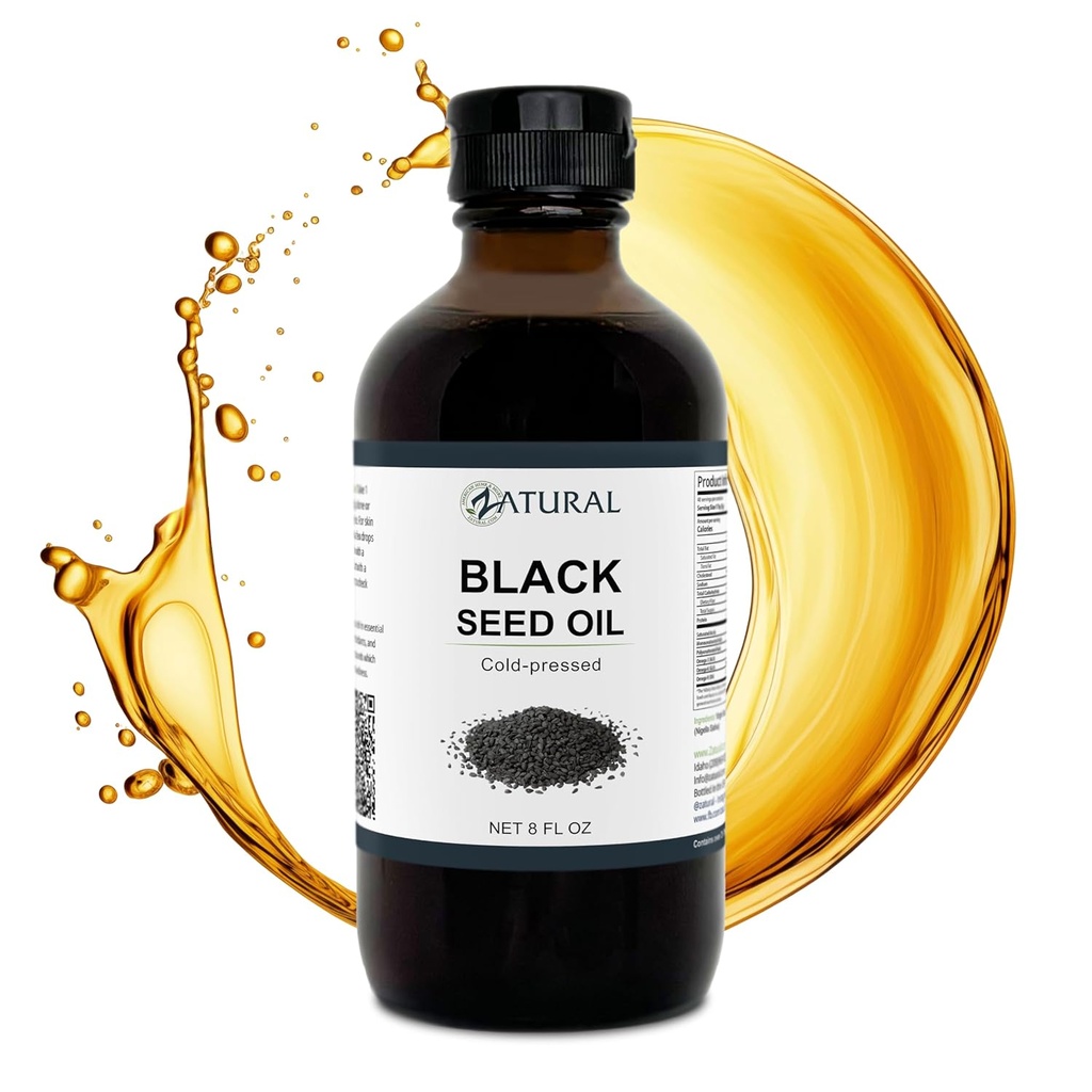 Zatural Black Seed Oil Nigella Sativa Cold Presed Cumin Oil Digestion, Skin, Brain, Imunity, Joints & More (8 Fl Oz)