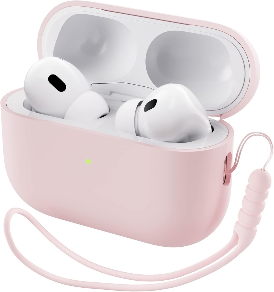 ORNARTO Compatibil cu AirPods Pro 2 Caz 2022, Silicon Hybrid complet de protecție pentru AirPods Pro 2nd Generation Case, LED-ul frontal Vizibil Cover-Pink