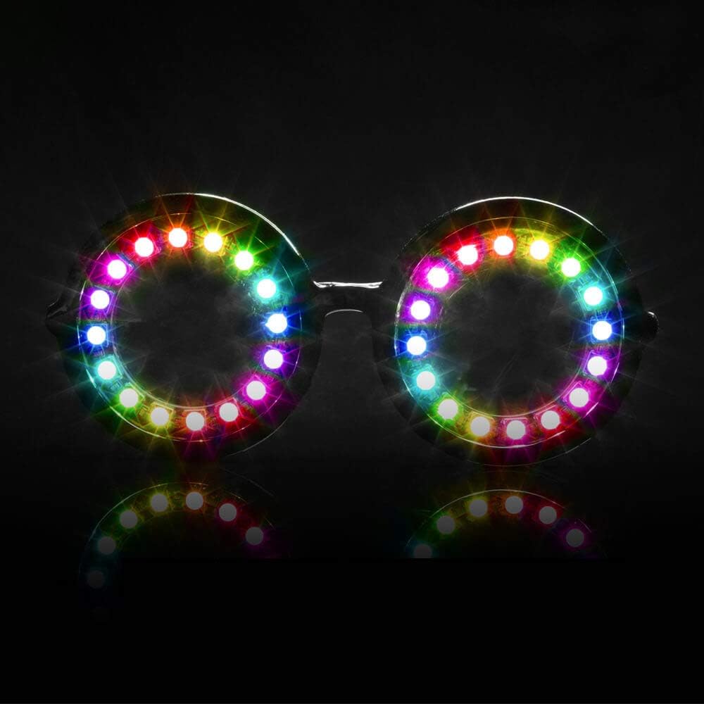 Ochelari LED programabili GloFX - 350 Moduri de culori complete - Ochelari USB de iluminat reîncărcabile pentru Edm Music Festival Rave Party Dance Performance Cosplay Costume