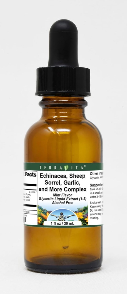 Terravita Echinacea, Sheep Sorrel, Usturoi, și mai complex Glicerite Extract lichid (1:5) - menta arovă (1 oz, ZIN: 523695)