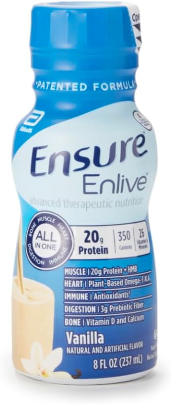 Asigurați-vă că Enlive Treat Advanced Technical Nutrition Shakes, Vanilla, 8oz Sticle, Caz de 24
