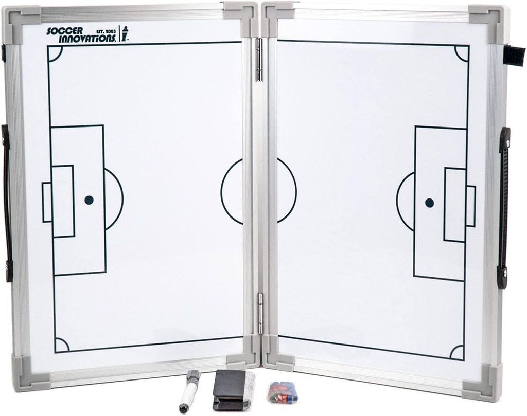 Inovații de fotbal Hinged Magnetic Tactic Coaching Board, Extrem de portabil Dry Erase White Board pentru antrenorii de fotbal de toate nivelurile pentru a efectua analiza tactică.