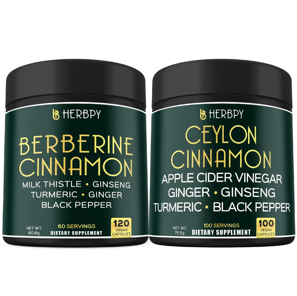 Bundle 7in1 Berberine HCl 97% Suplimente & 6in1 Premium Ceylon Scorțișoară Suplimente