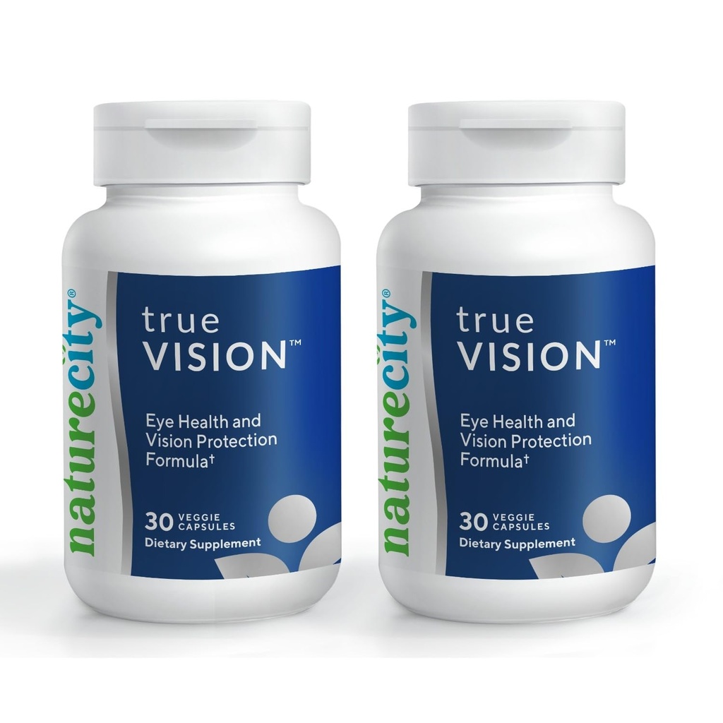 NatureCity True-Vision Eye Health Supplement - Plant-Based Lutein și Zeaxanthin cu Potency Saffron 20mg - Blue Light Protection, Suport Central și Viziune de noapte (60 de capsule vegetale)