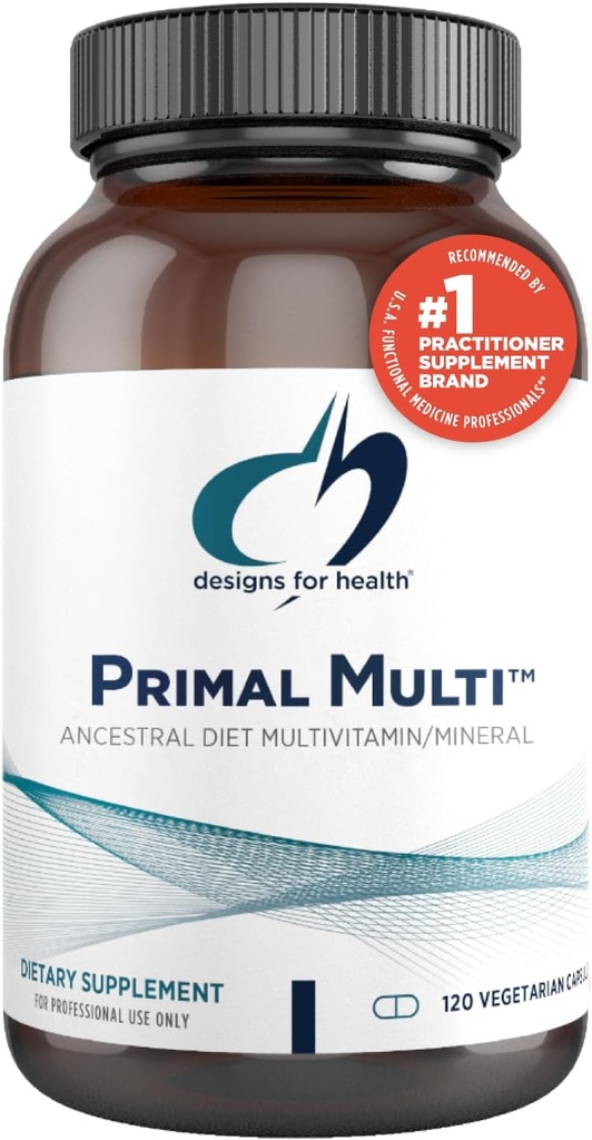 Design-uri pentru sănătate Primal Multi - Paleo-Friendly Multivitamine Supliment cu Folate, Tocotrienols, Lutein + Broccoli Seed, Immune Support Vitamine D (2000 UI), C + Zinc (120 capsule)