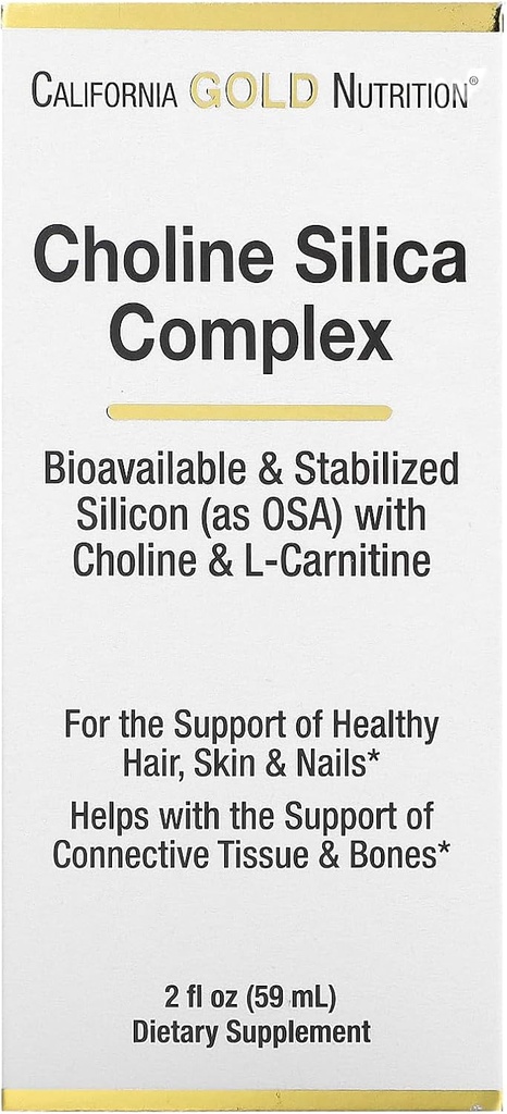California Gold Nutrition Choline Silicon Biodisponibil și stabilizat cu colină și L-Carnitină, 2 fl oz (59 ml)