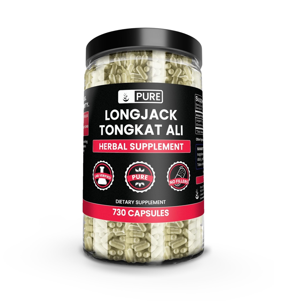 Ingrediente originale pure LONGJACK (Tongkat Ali) (730 capsule) Nu Magneziu sau Rice Fillers, întotdeauna pură, Lab verificat