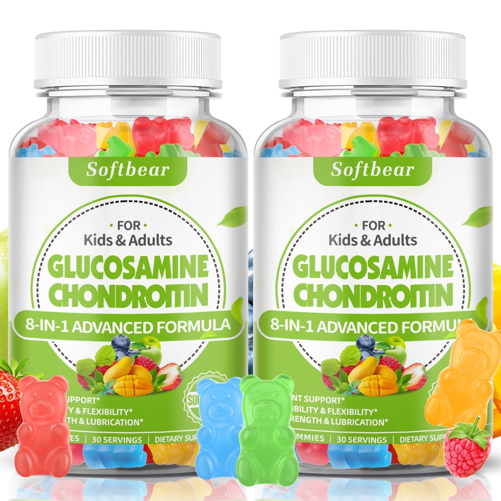 urs moale Glucosamină Chondroitin Gumies cu MSM Triple Putere, Organic Chewable Glucosamină Chondroitin Supliment pentru sprijin comun Vegan aroma de fructe mixte 120 Gume