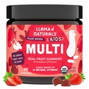 Llama Naturals Kids Multivitamine Gummies, Vegan, Organic cu vitamina D, C & K, Toddler Real Fruit Gummy Vitamine, Suplimentul masticabil, Întreaga alimente Multivitamine, Nu Adăugat trestie de zahăr, Căpșuni, 90 Ct