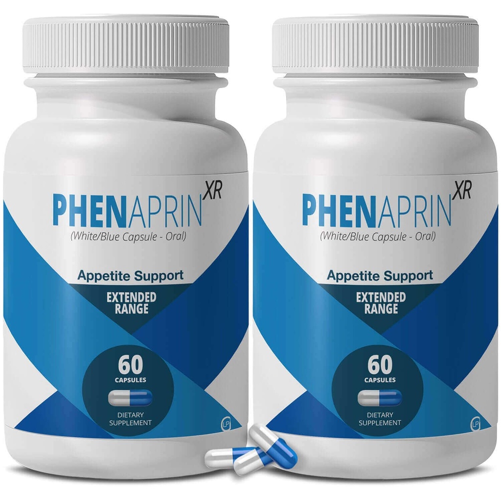 FenApron XR Putere maximă Apetit Suppressant Dieta pastile - 2-Pachet, Metabolizare Booting, Pierderea in greutate pentru femei si barbati, 120 capsule albastre/alb