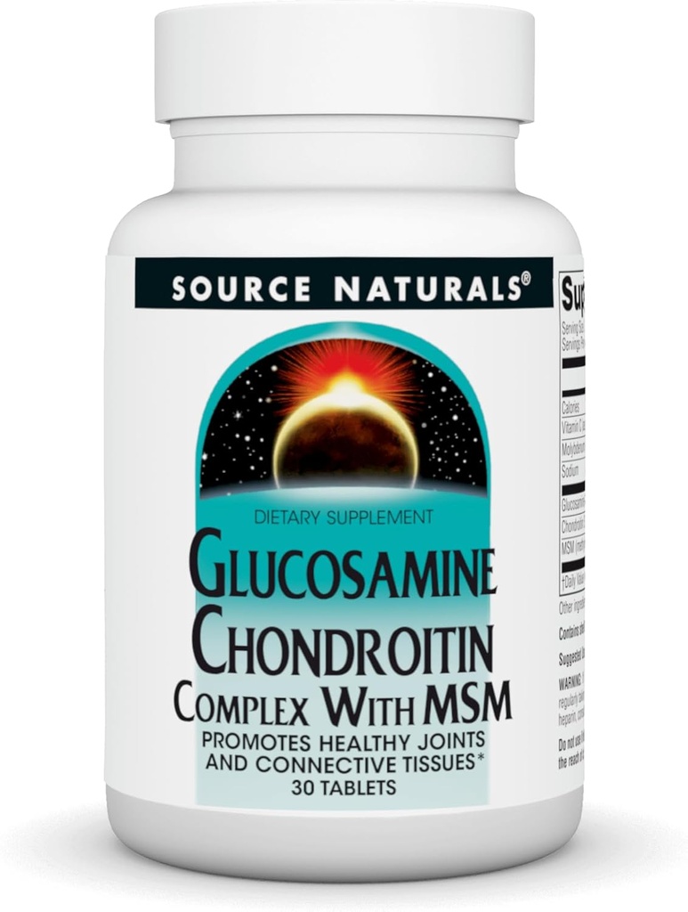Naturals sursă Glucosamine Chondroitin Complex cu MSM, promovează articulații sănătoase și țesuturile Conective* - 30 comprimate