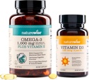 NatureWise High-Potency 1000mg Omega 3 cu 600mg EPA, 400mg DHA, & Vitamina E & Vitamina D3 5000iu (125 mcg) Funcţie musculară sănătoasă şi suport imunitar