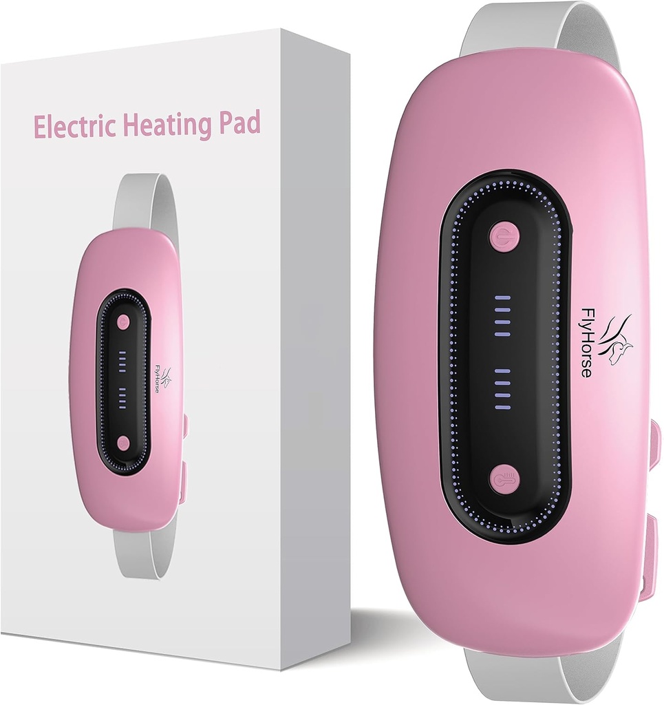 Pad de încălzire electrică, Pad portabil de încălzire menstruală fără fir cu 4 niveluri de căldură și 4 Moduri de masaj, Fast mare de încălzire Belly Wrap Centura pentru cramps, Back Pain Cadouri de ajutorare pentru femei fete ei (Pink)