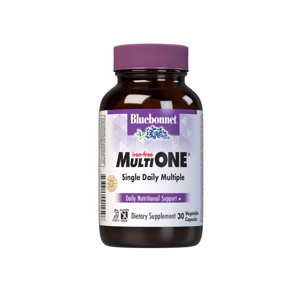 Bluebonnet Nutrition Multi ONE (Iron-Free), Daily Nutritional Support*, Kosher Certified, Gluten-Free, Dairy-Free, Vegetarian Friendly, 30 Capsule vegetale, 30 Serviri