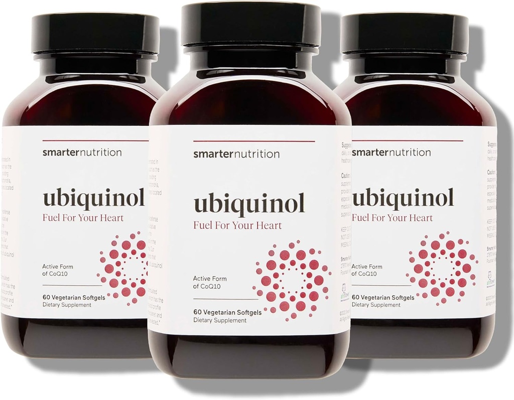 SMARTERNUTRITION Ubichinol 100 mg + Omega 3 6 9 Natural pe bază de plante - Studiat clinic Ulei de Ahiflower® - Ultra Absorbtion CoQ10 for Heart Support - Non-GMO - 180 Softgels[90-Day Supply]