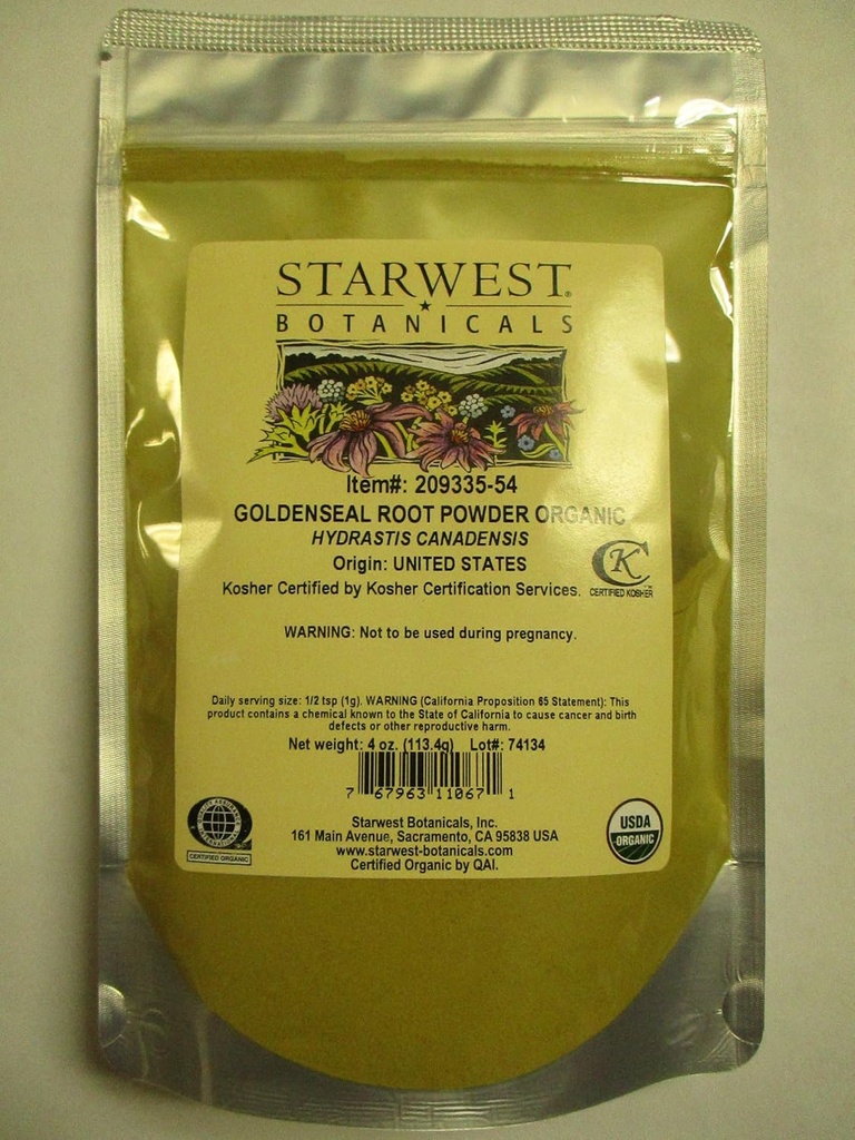 Starwest Botanics Organic Goldenseal Root Powder, 4 Ounces