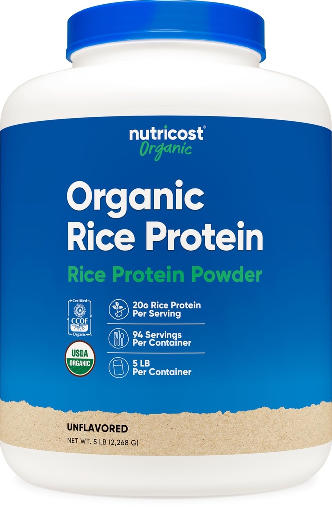 Nutricost Organic Rice Proteine pulbere (5 LB) - Gluten-free, fără OMG-uri (din orez brun)