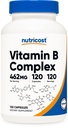 Nutricost mare potenta vitamina B Complex 462mg, 120 capsule - cu vitamina C - Complex energetic