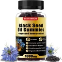 Gume de ulei de semințe negru cu 1000 mg ulei de semințe negru organic, 25mg extract de miere de rapiță, Vitamina B6,B12 și zinc pentru suport de sistem imunitar (60 Gummes) (60 Conte)