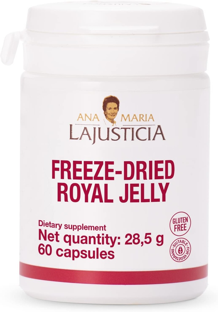 Ana Maria Lajusticia - Freeze-Dryd Royal Jelly - 60 zile de tratament pachet - bogat în vitamina B, fier, fosfor și calciu - lactate și gluten gratuit. Vegetarian prietenos