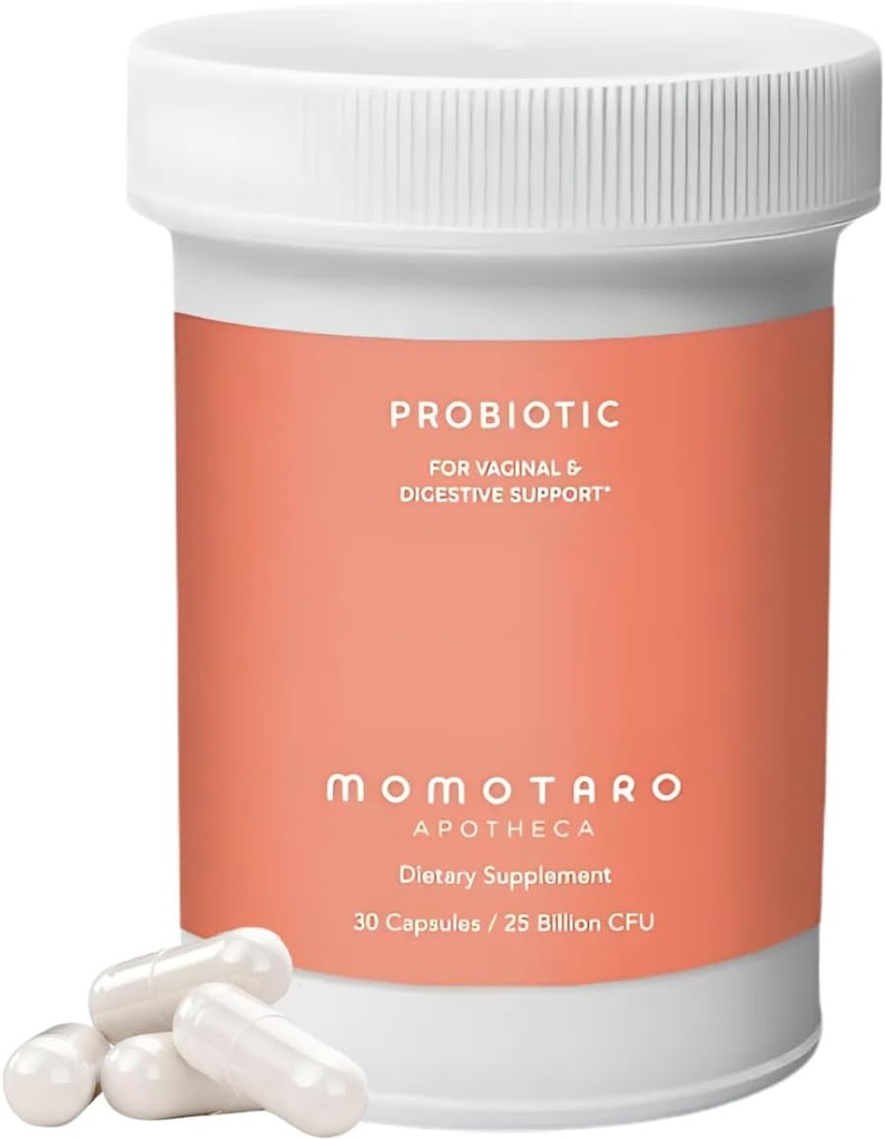 MOMOTARO POOTHECA Probiotice organice pentru femei Vaginal & Digestive Supliment, 25 Miliarde CFU - Prebiotice și Lactobacillus Blend Suplimente - Feminin sănătos Vaginal Odor & Flora - 30 capsule