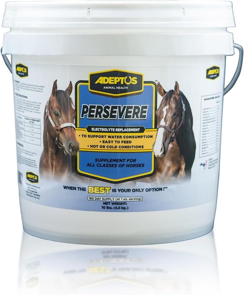 Adeptus Nutrition Persevere Electrolit Supliment pentru toate clasele de cai, Suporturi Hidratare, Formula echilibrat pentru Înlocuirea transpiratiei, Prebiotic Yeast Base, Easy-Feed pulbere, 10 Lbs