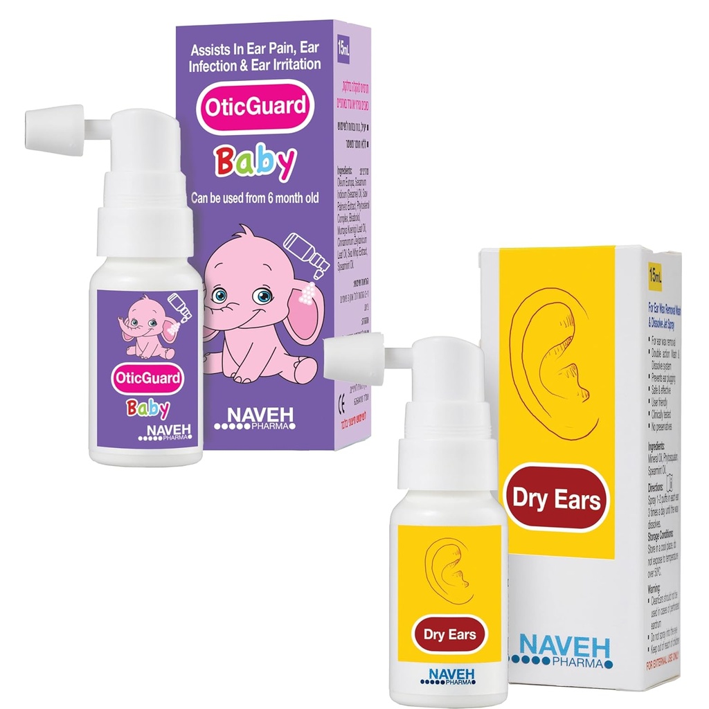 NAVEH PHARMA Otic Guard Pat Spray 0. 5 Fl Oz + NAVEH PHARMA Urechi uscate Spray 1 Fl Oz
