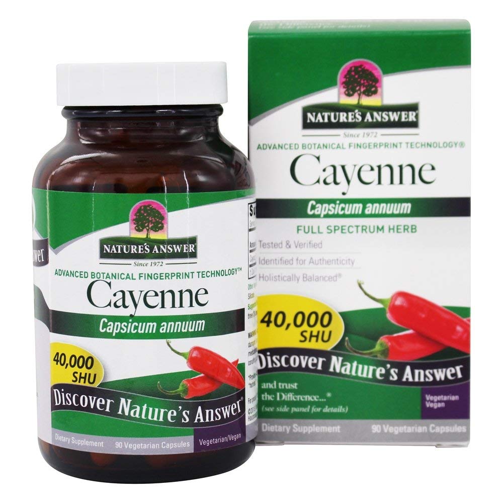 Nature's Answer Cayenne Pepper Powder Capsule Supliment, 90-Numar 