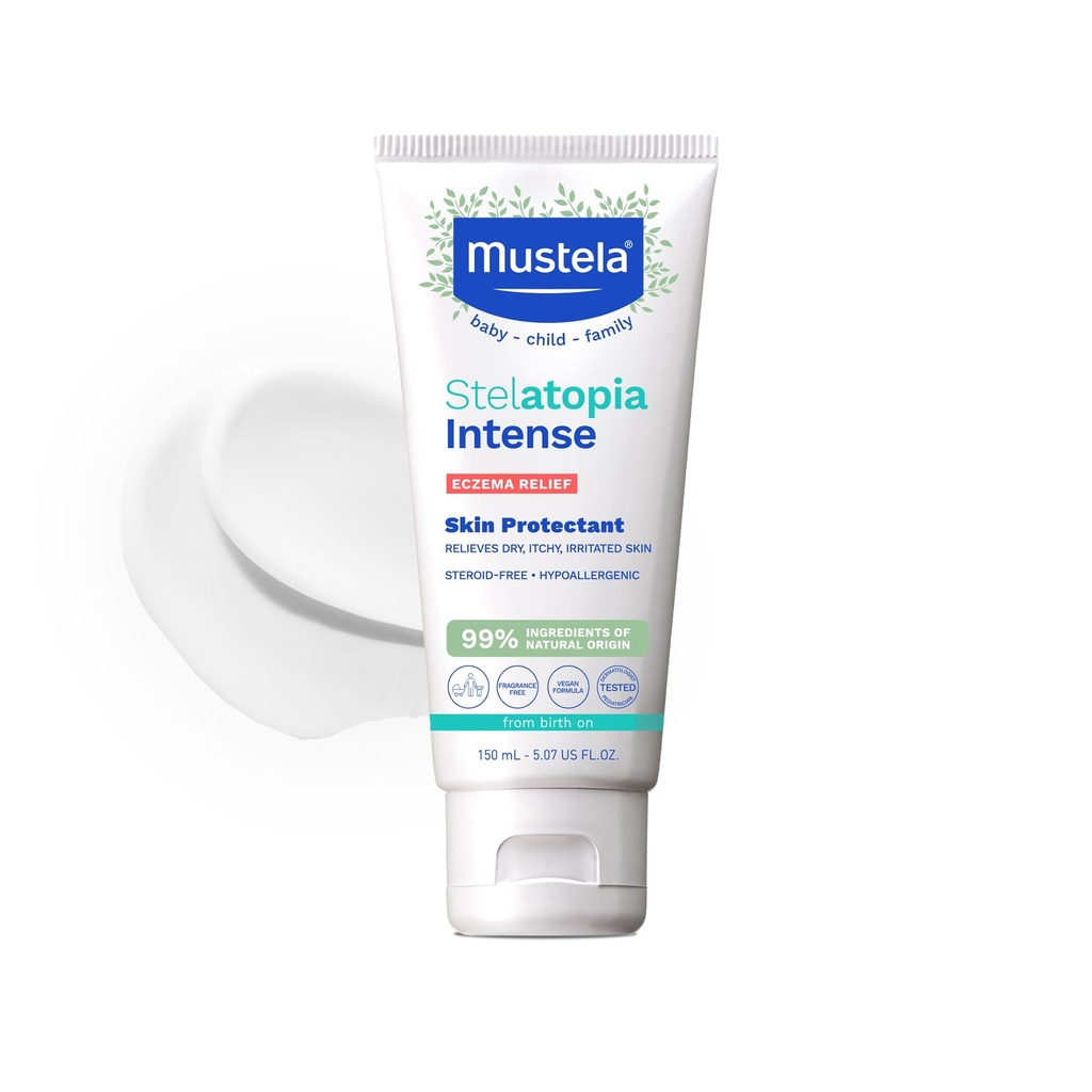 Mustela Eczeme Relief Cream Stelatopia Intense - Fragrance-Free Moisturizing Body Lotion cu fulgi de ovăz coloidal - Pentru uscat, mâncărime, iritat piele & flare-ups - Baby, Child & Adult - 5,07 fl. oz.