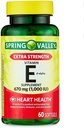 Spring Valley Extra Force Vitamina E D- Alpha Softgels, 670 mg (1.000 UI), 60 Count