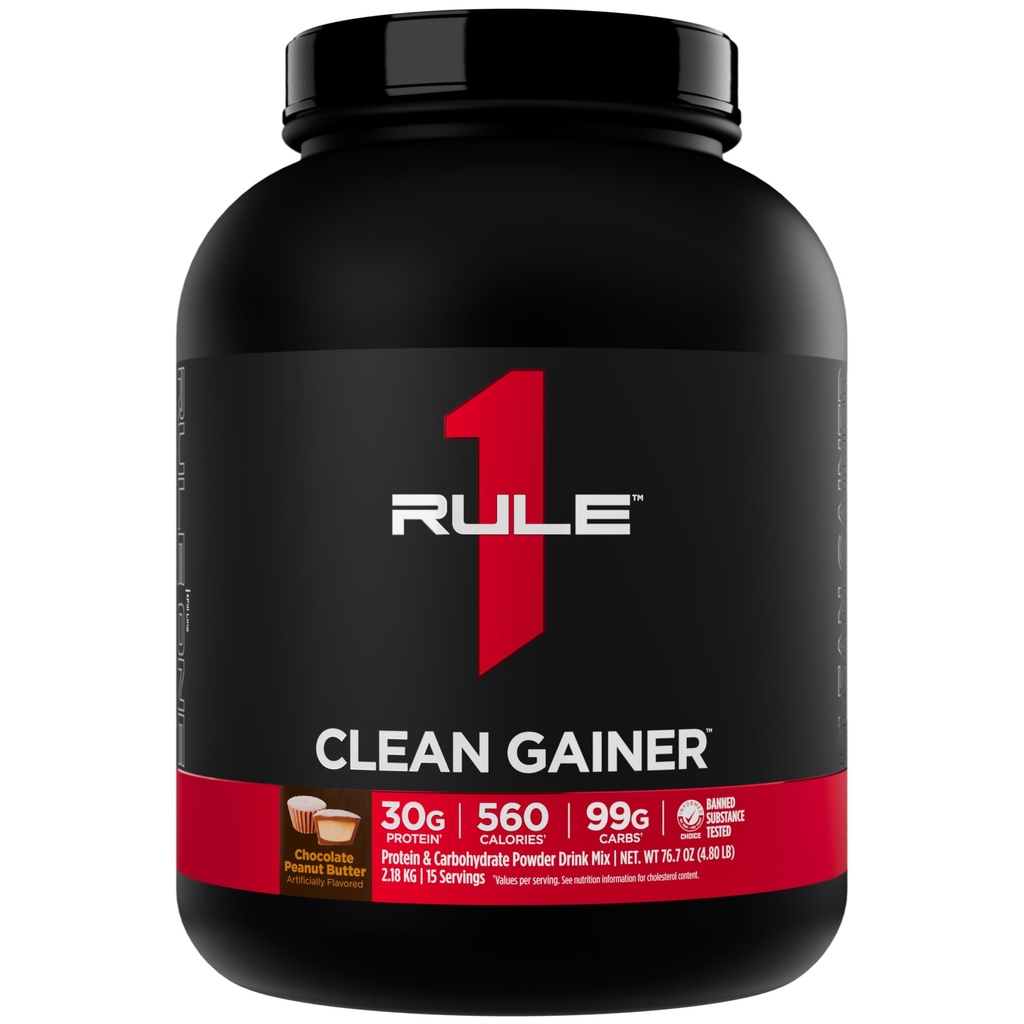 Regula 1 Gainer curat - Formula de gain Lean High-Protein cu 560 calorii, 30g de proteine Full-Spectru, peste 90g carbohidrați, sub 6g de grăsime (15 serviri, unt de arahide ciocolată)