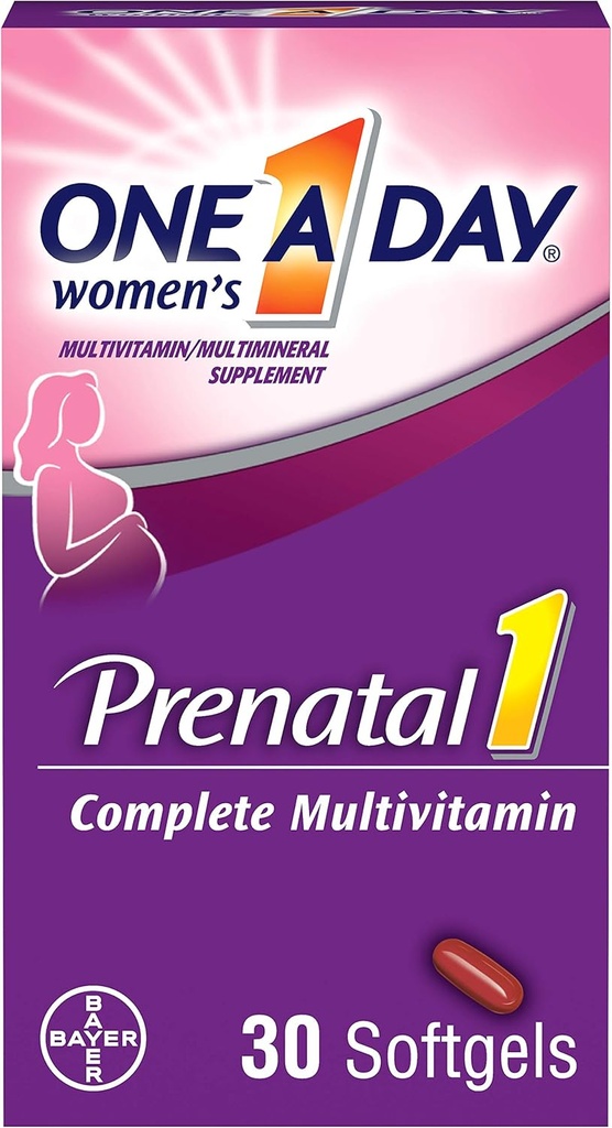 One-A-Day Prenatal 1 with DHA & Folic Acid Softgels, 30 ea (Pachet de 4)